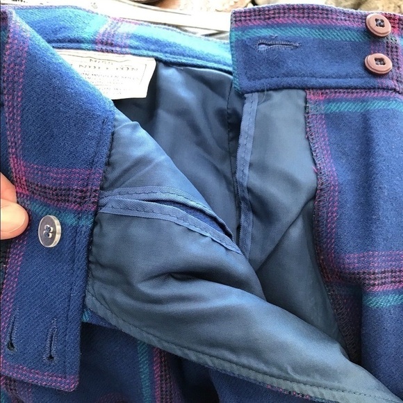 Miss Pendleton Blue Plaid Wool Tartan Skirt 14 - Picture 3 of 4